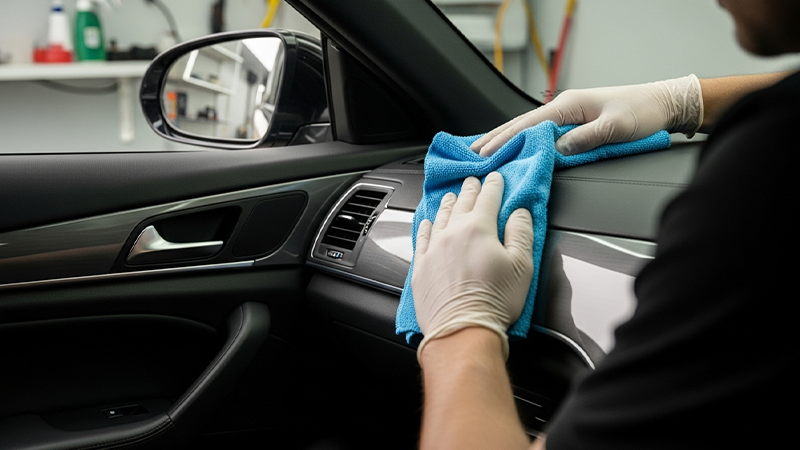 POLIEREN VON ARMATURENBRETT UND VERKLEIDUNGSTEILEN